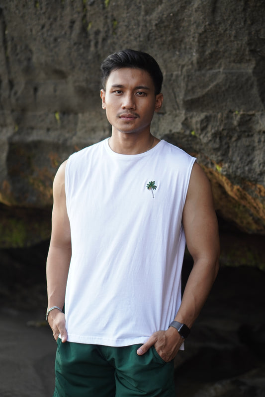 Tanktop Coconut Embroidery - White and Black