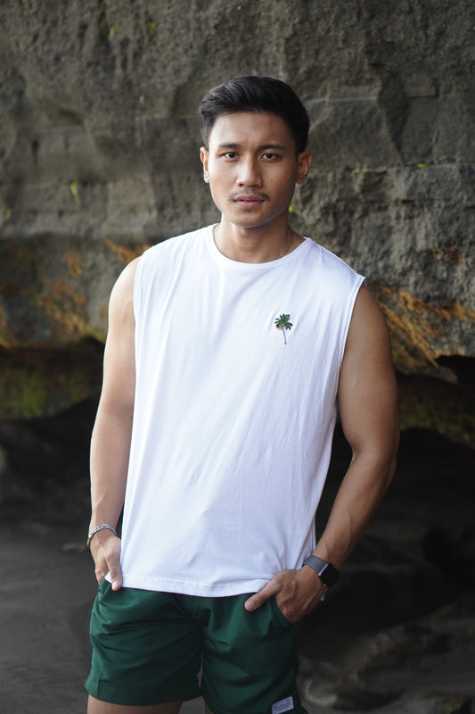 Tanktop Coconut Embroidery - White and Black
