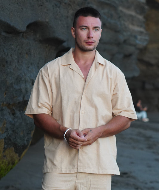 Kemeja Marco Linen Rami - Krem