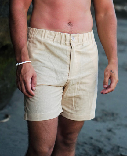 Celana Pendek Marco Linen Rami - Hitam