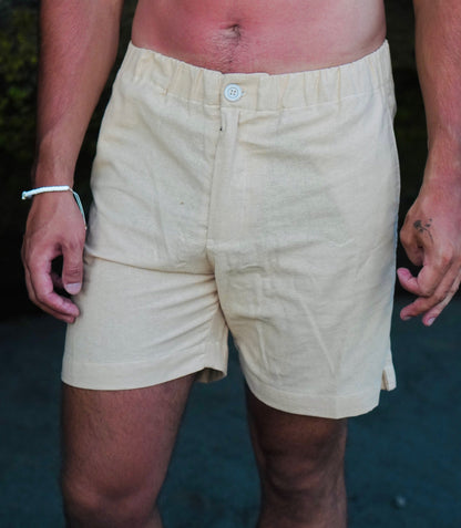 Celana Pendek Marco Linen Rami - Hitam