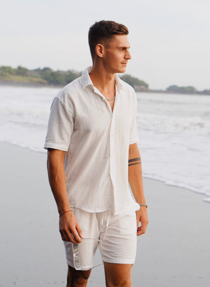 Canggu Linen Angel Regular Relax Shirt - 9 Colors (Off White, Black, Brown, Green Army, Blue Navy, Cream, Grey, Blue Aqua, Dusty Pink)