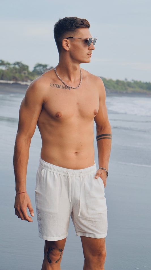 Canggu Linen Cotton Angel Regular Shorts - Broken White, Black, Cream, Green, Navy, Aqua, Brown, Grey