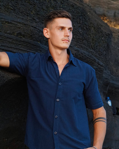 Canggu Linen Angel Regular Relax Shirt - 9 Colors (Off White, Black, Brown, Green Army, Blue Navy, Cream, Grey, Blue Aqua, Dusty Pink)