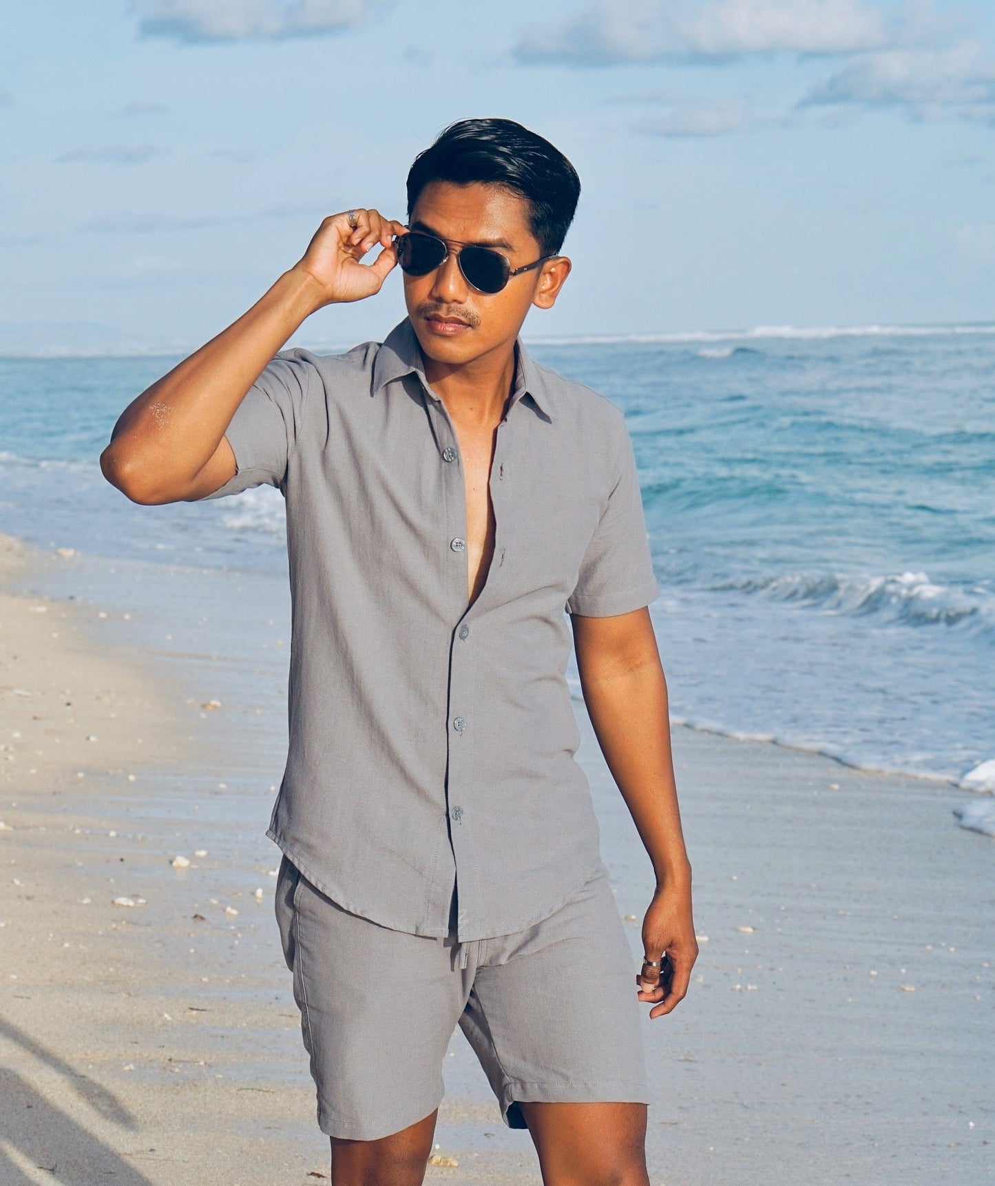 Canggu Linen Angel Regular Relax Shirt - 9 Colors (Off White, Black, Brown, Green Army, Blue Navy, Cream, Grey, Blue Aqua, Dusty Pink)