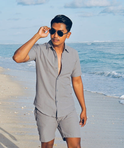 Canggu Linen Angel Regular Relax Shirt - 9 Colors (Off White, Black, Brown, Green Army, Blue Navy, Cream, Grey, Blue Aqua, Dusty Pink)