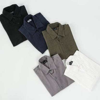 Canggu Linen Angel Regular Relax Shirt - 9 Colors (Off White, Black, Brown, Green Army, Blue Navy, Cream, Grey, Blue Aqua, Dusty Pink)