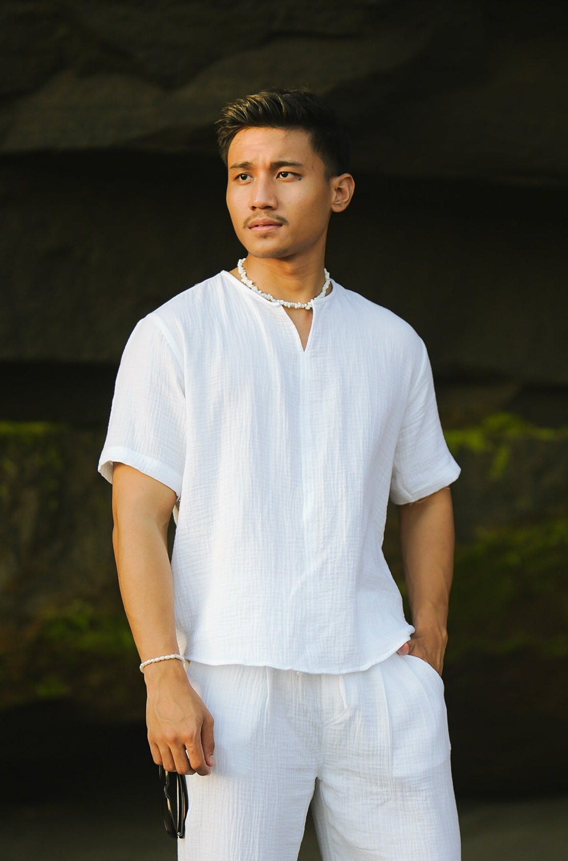 Rosaldo Cotton Viking Shirt - Black and White