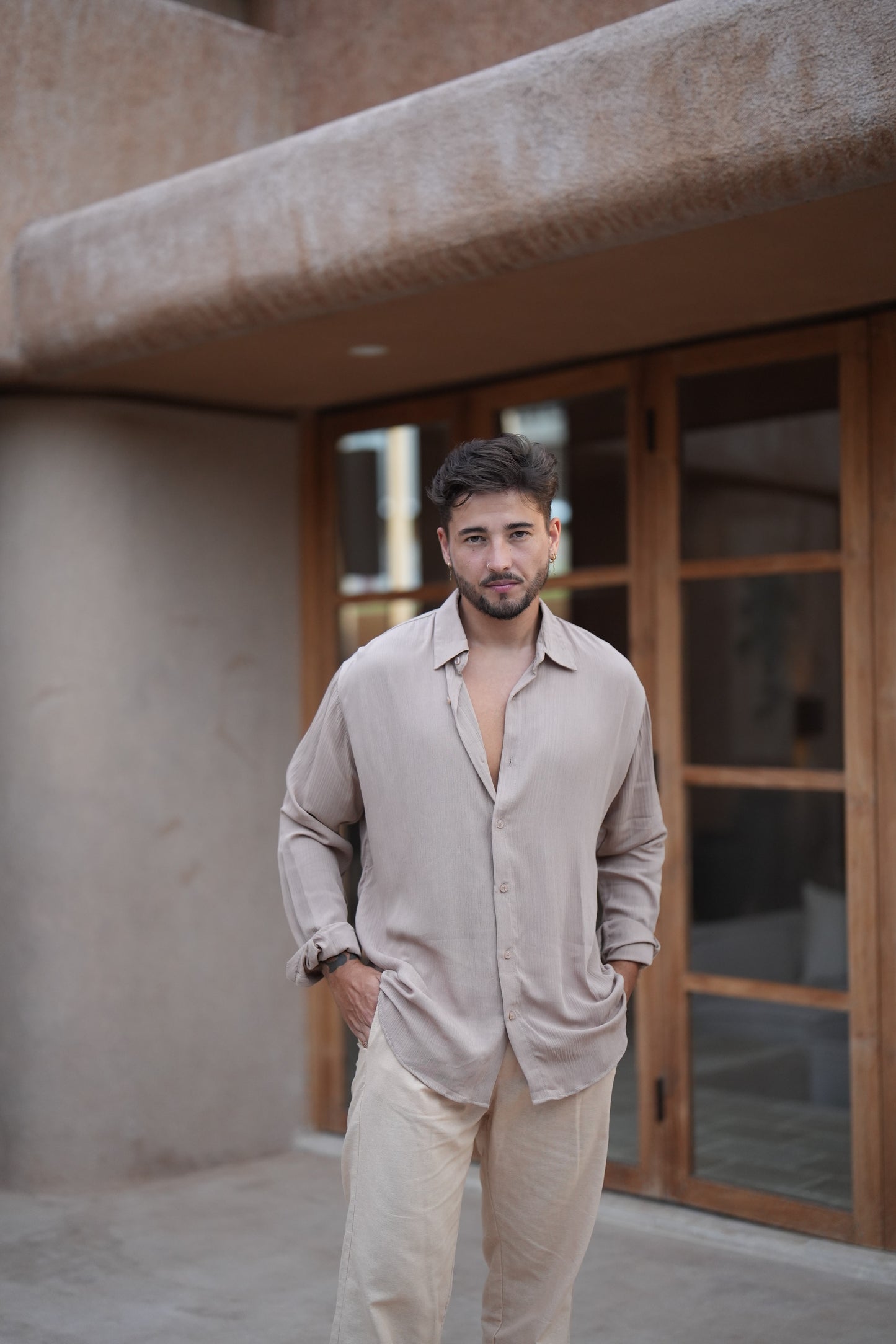 Rayon Crinkle Lengan Panjang - Putih