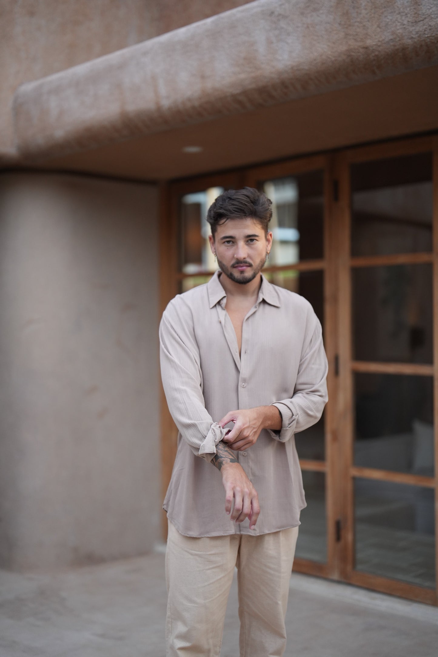 Rayon Crinkle Lengan Panjang - Putih