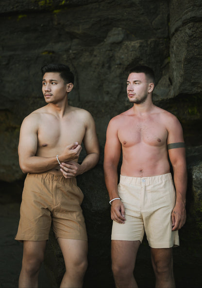 Celana Pendek Marco Linen Rami - Hitam