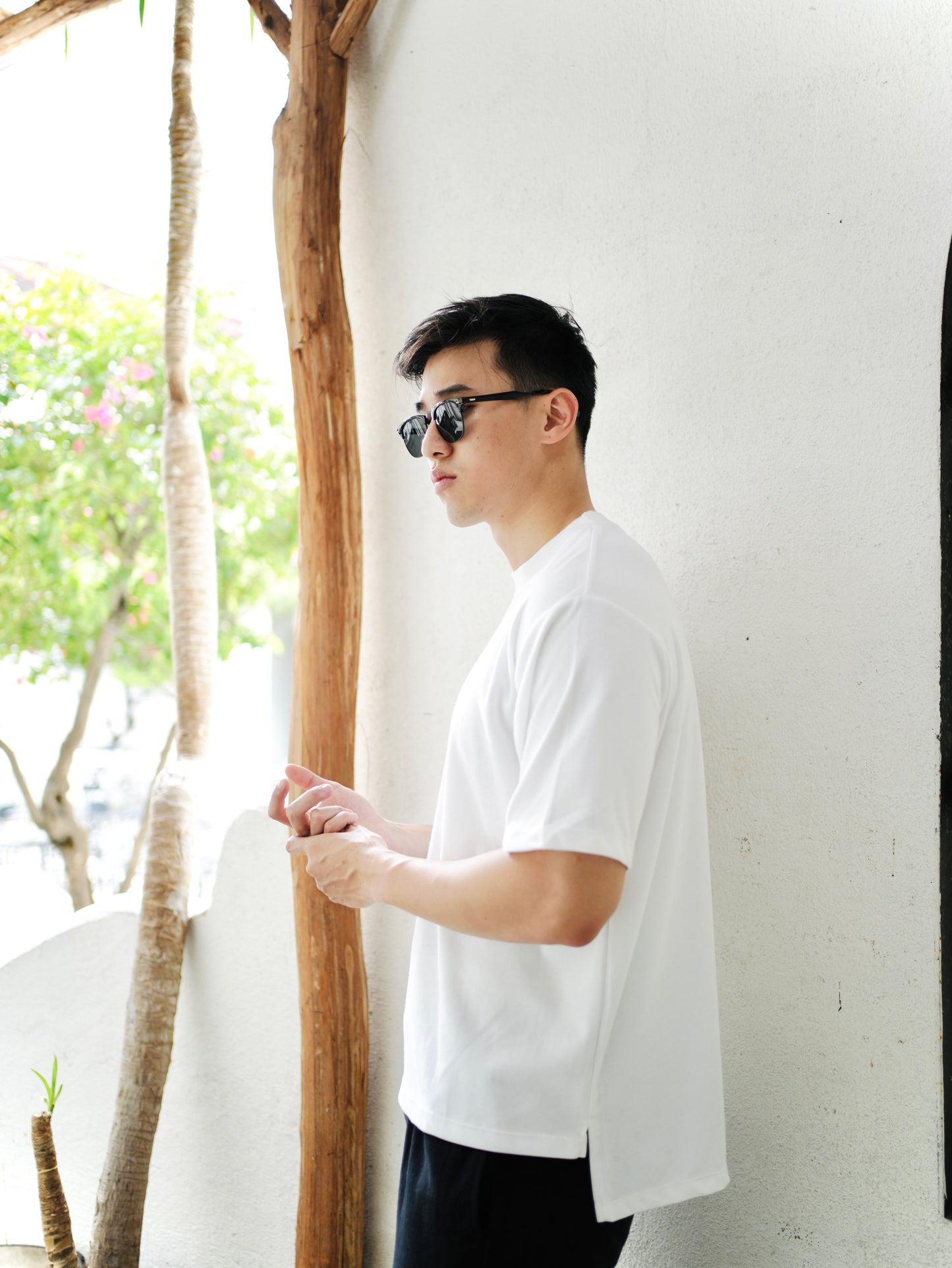 Kemeja Lengan Panjang Luca Linen Crinkle - Putih Pucat