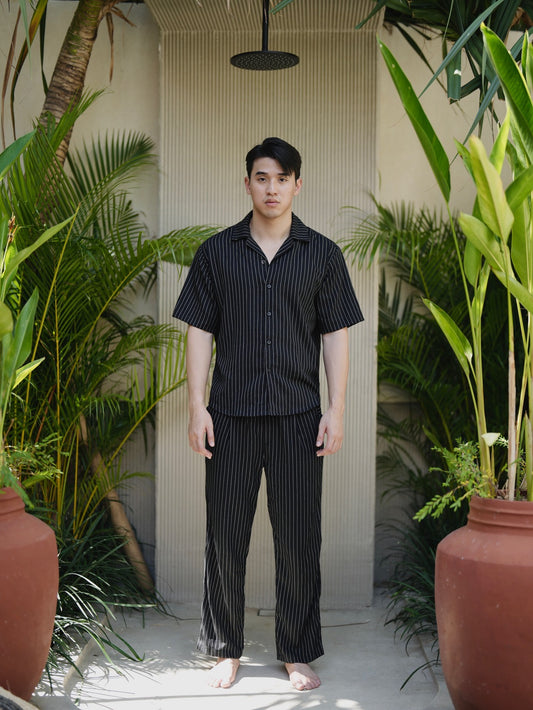 Bozzaline Linen Relax Pants - Black