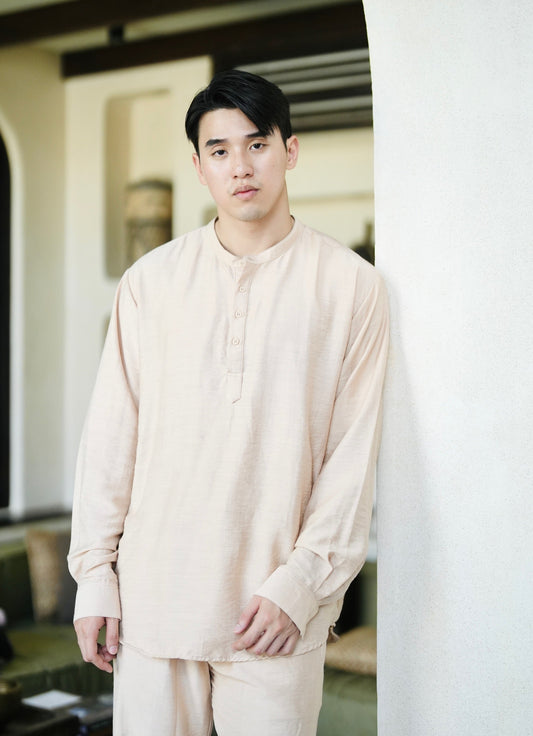 Polo Linen Mandarin Long Sleeve Shirt