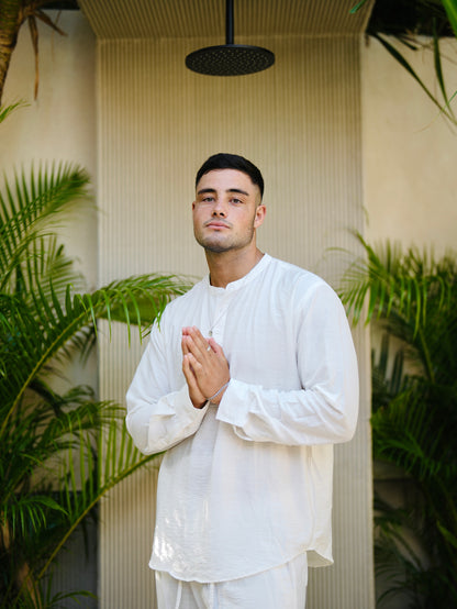 Polo Linen Mandarin Long Sleeve Shirt