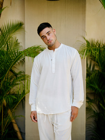 Polo Linen Mandarin Long Sleeve Shirt