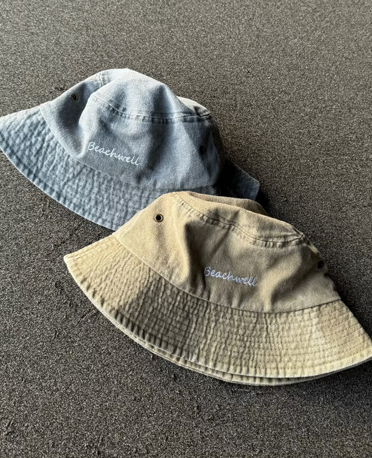 Bucket Hat Washed Jeans Beachwell Embroidery