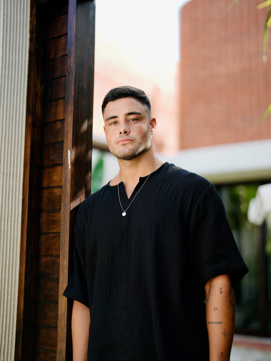 Rosaldo Cotton Viking Shirt - Black and White