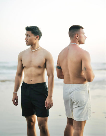 Celana Pendek Marco Linen Rami - Hitam