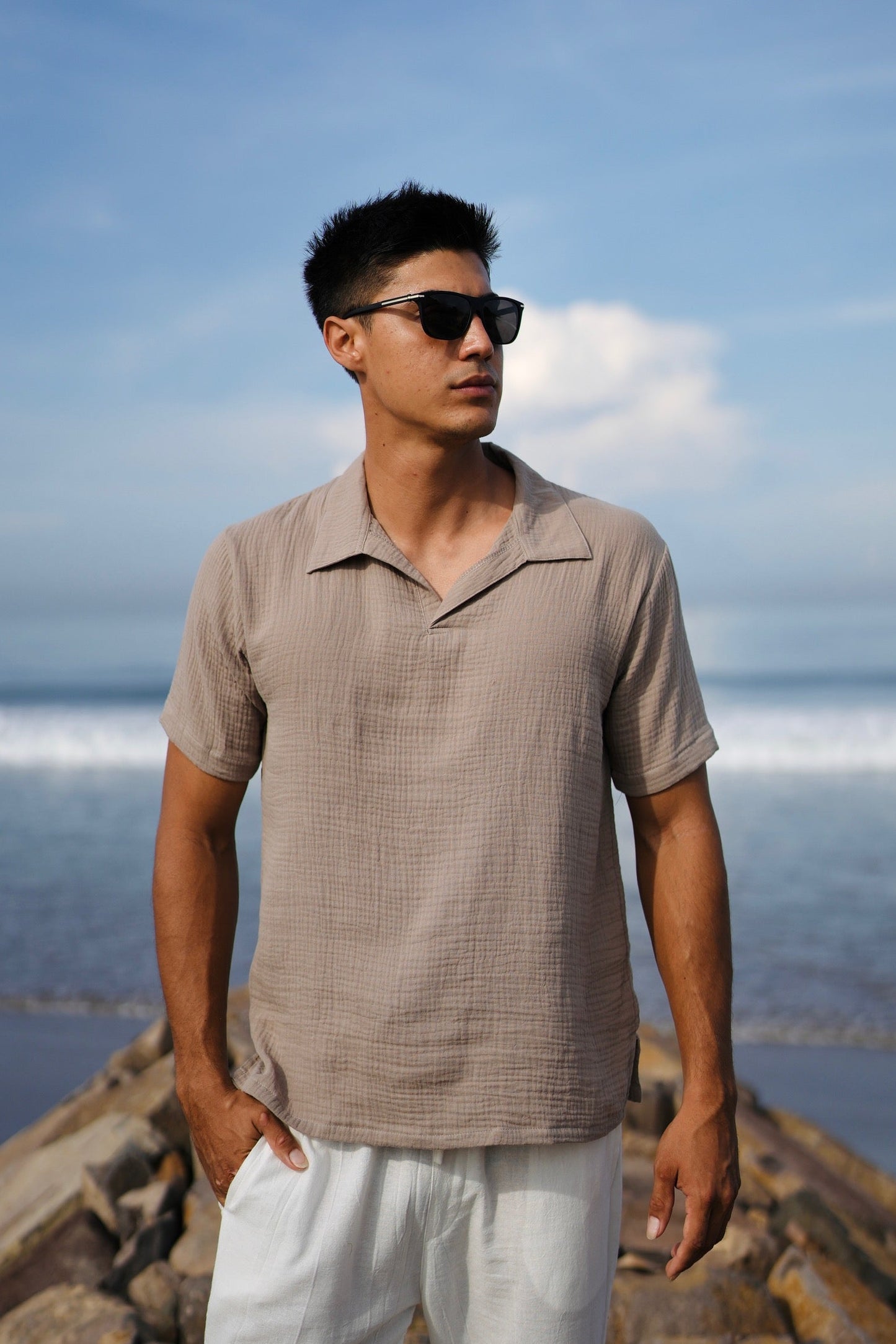 Polo Hai Buttonless Oversized Broken White,  Black, Blue Aqua, Blue Denim, Cream, Brown, Grey Stone