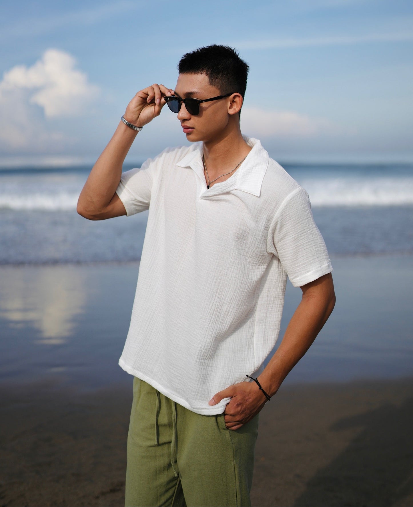 Polo Hai Buttonless Oversized Broken White,  Black, Blue Aqua, Blue Denim, Cream, Brown, Grey Stone