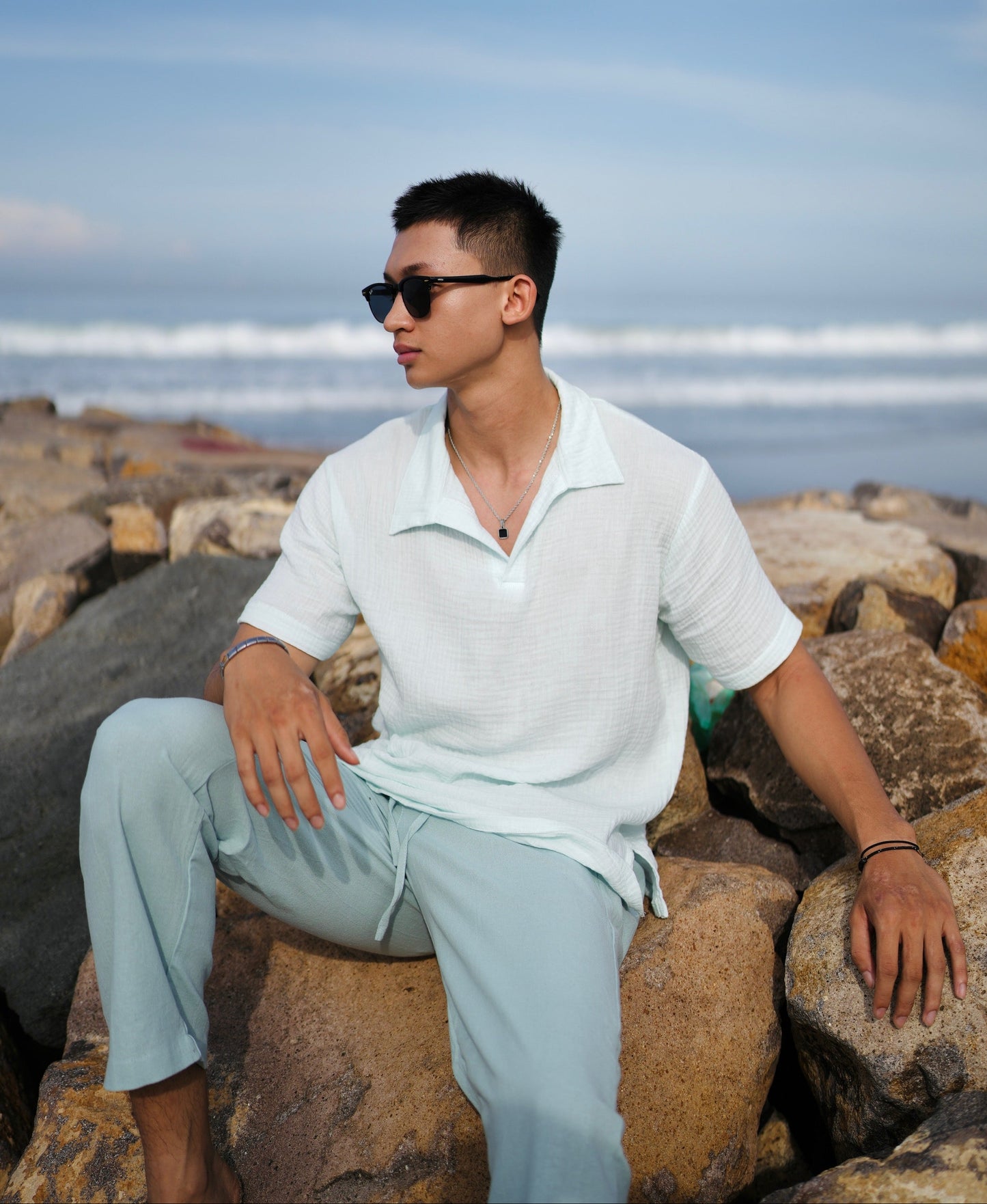 Polo Hai Buttonless Oversized Broken White,  Black, Blue Aqua, Blue Denim, Cream, Brown, Grey Stone