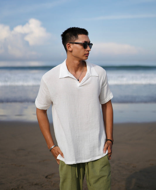 Polo Hai Buttonless Oversized Broken White,  Black, Blue Aqua, Blue Denim, Cream, Brown, Grey Stone