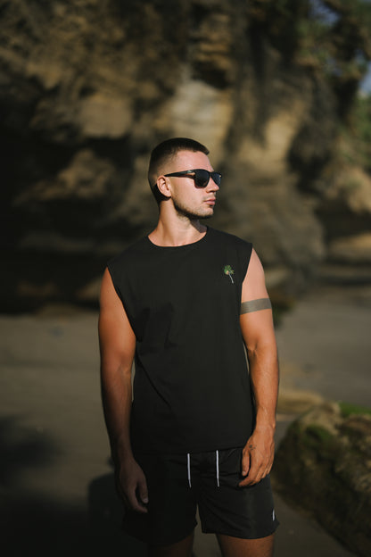 Tanktop Coconut Embroidery - White and Black