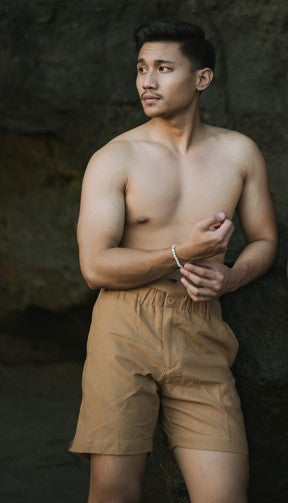 Celana Pendek Marco Linen Rami - Hitam