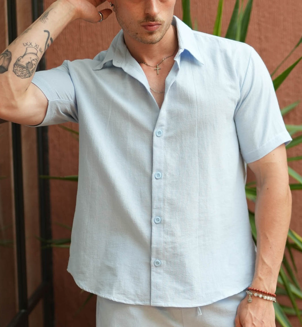 Canggu Linen Angel Regular Relax Shirt - 9 Colors (Off White, Black, Brown, Green Army, Blue Navy, Cream, Grey, Blue Aqua, Dusty Pink)