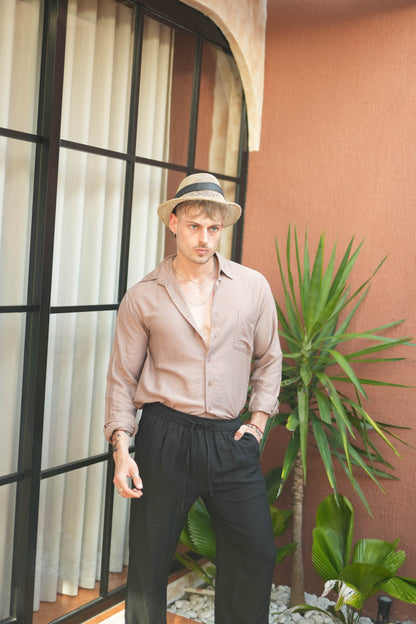 Joda Polo Linen Long Sleeve Shirt