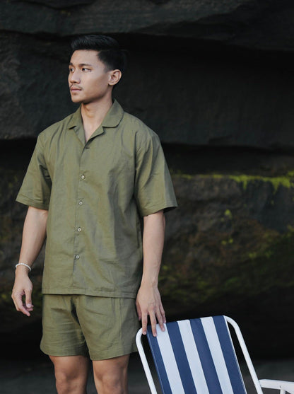 Kemeja Marco Linen Rami - Krem