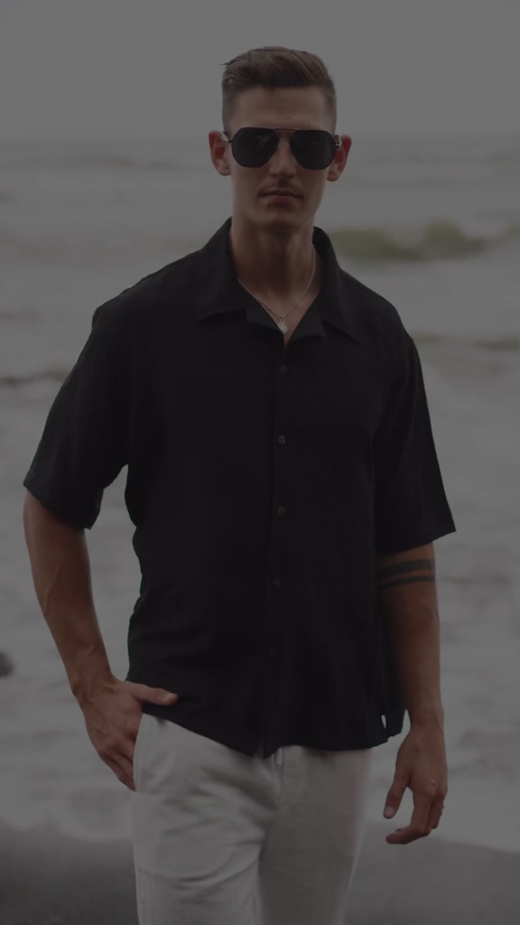 BEACHWELL Kemeja Pria Putih Linen polo Oversized COD Kemeja Pantai Lengan Pendek - Azura shirt