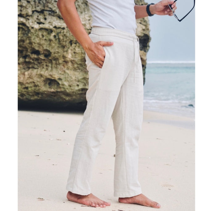 BEACHWELL Celana Pria Linen Panjang - Canggu Series Pants Light Cream