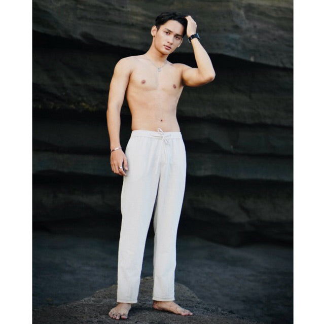 BEACHWELL Celana Pria Linen Panjang - Canggu Series Pants Light Cream