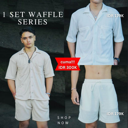 BEACHWELL SATU SET CELANA PENDEK & BAJU KEMEJA OVERSIZED - WAFFLE SERIES ALL VARIANS