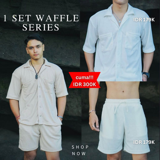 BEACHWELL SATU SET CELANA PENDEK & BAJU KEMEJA OVERSIZED - WAFFLE SERIES ALL VARIANS