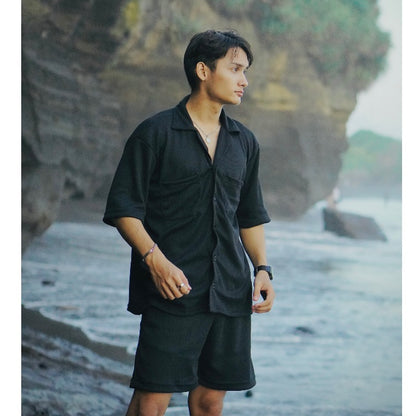 BEACHWELL SATU SET CELANA PENDEK & BAJU KEMEJA OVERSIZED - WAFFLE SERIES ALL VARIANS