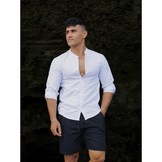BEACHWELL Kemeja Pria Lengan Panjang Linen Rami - Fuji Shanghai