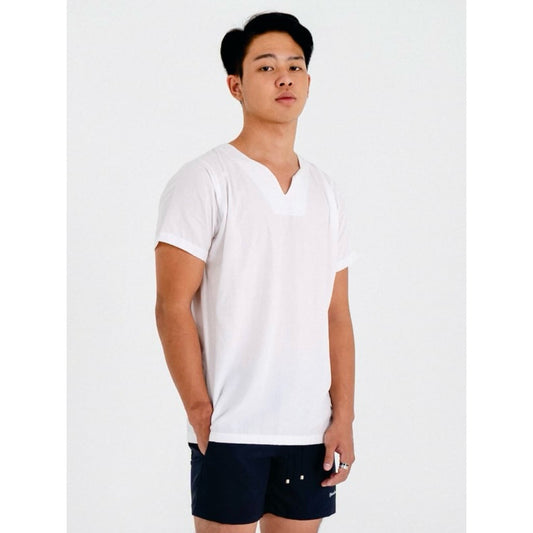 BEACHWELL Atasan Pria Rayon Vneck Kasual Polos - Rayon Vneck
