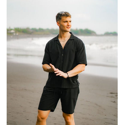 BEACHWELL SATU SET CELANA PENDEK & BAJU KEMEJA LINEN OVERSIZED - SAKALA SERIES