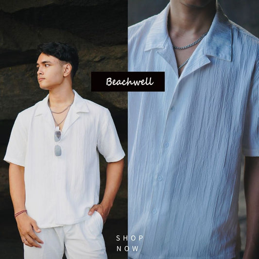BEACHWELL Kemeja Pria Lengan Pendek - Baby Crush Series Putih All Varians