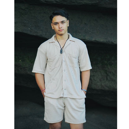 BEACHWELL SATU SET CELANA PENDEK & BAJU KEMEJA OVERSIZED - WAFFLE SERIES ALL VARIANS