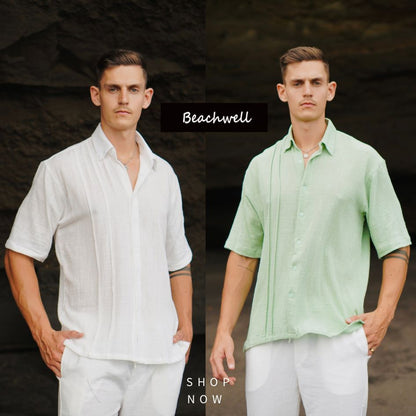 BEACHWELL Kemeja Pria Oversized Katun Lengan Pendek Resort wear Alba Series all varians