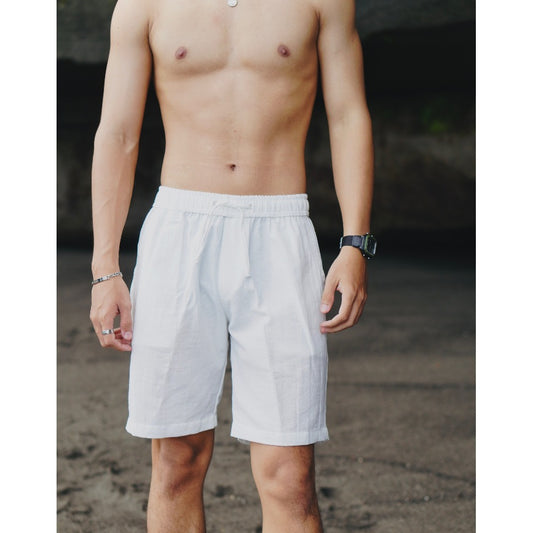 BEACHWELL Celana Pendek Pria Linen Katun Big Size - Sakala Series Putih dan All Varians