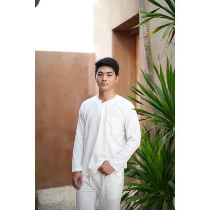 BEACHWELL Kemeja Azaro Linen Keringkel Putih Panjang