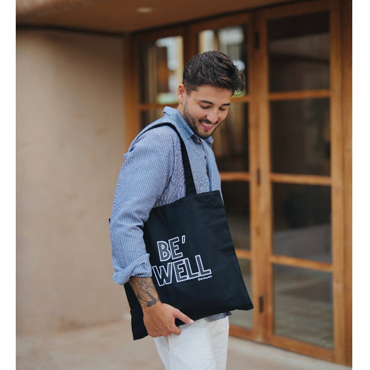 BEACHWELL Totebag Tas Kanvas Hitam Magnet Klik - Tas Totebag Pantai dan Tas Kuliah Pria Wanita