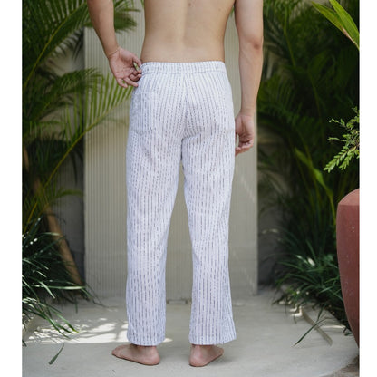 BEACHWELL Celana Panjang Pria Linen Stripes Garis Katun - Bozzaline Trouser Pants Series All Varians