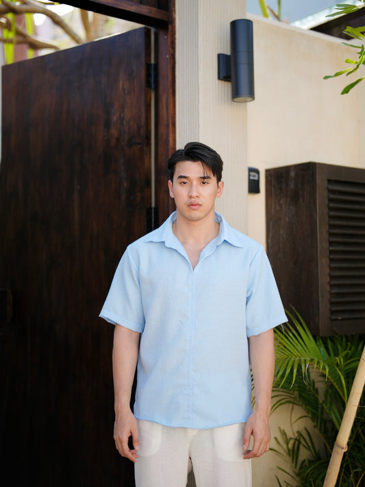 BEACHWELL Baju Pria Kerah Polo Linen Slub - The New Legian Linen Series Warna Putih dan All colors
