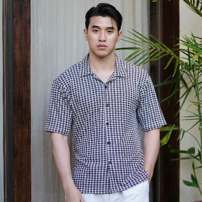 BEACHWELL Kemeja Pria Katun Knit Bahan Adem Elastis Lengan Pendek - Knit Dio Series All Varian